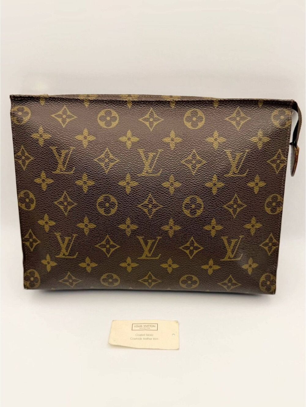 Louis Vuitton Monogram Brown Leather Toiletry Clutch Bag